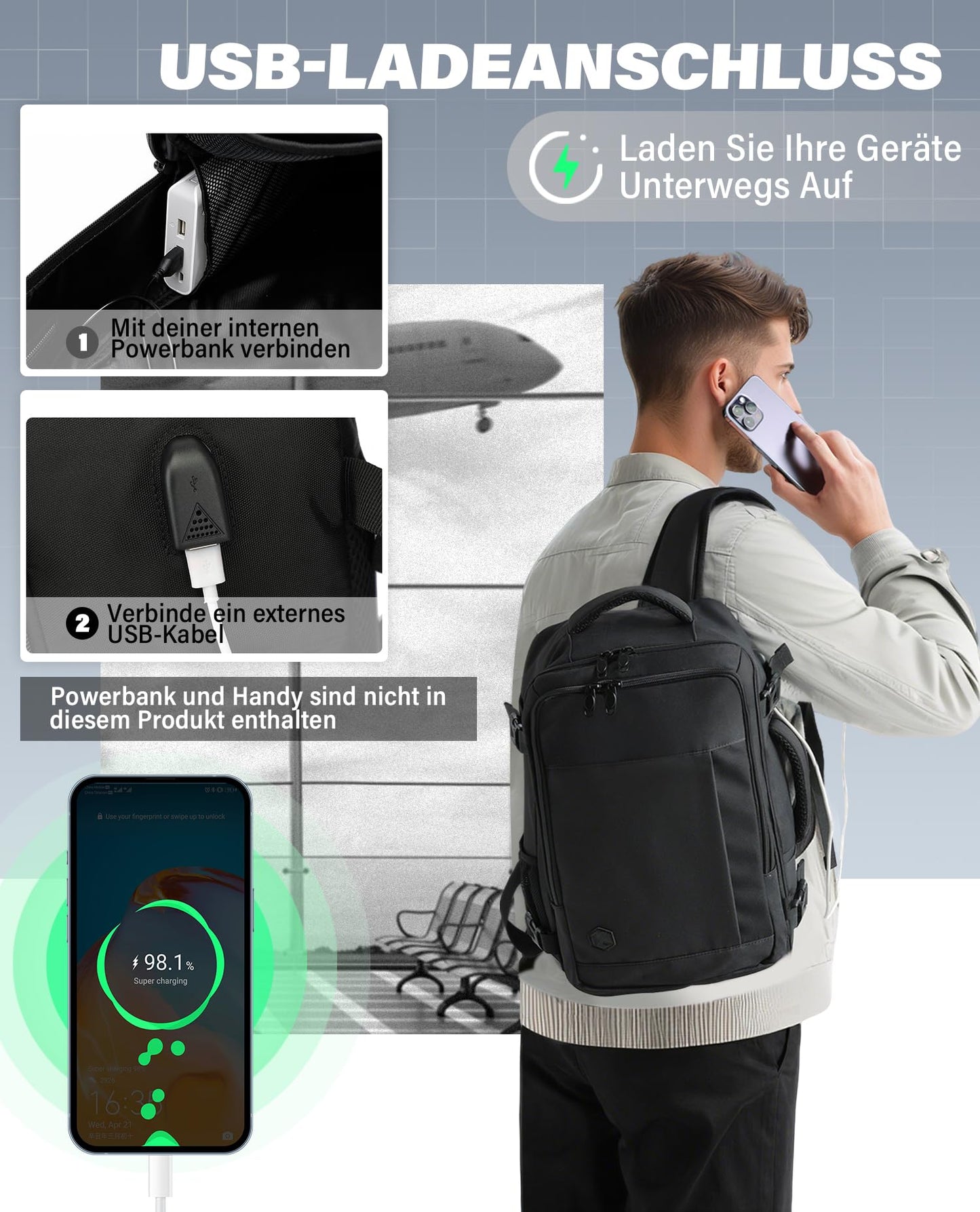 VANKEV Laptop Rucksack 14 Zoll Handgepäck Tasche