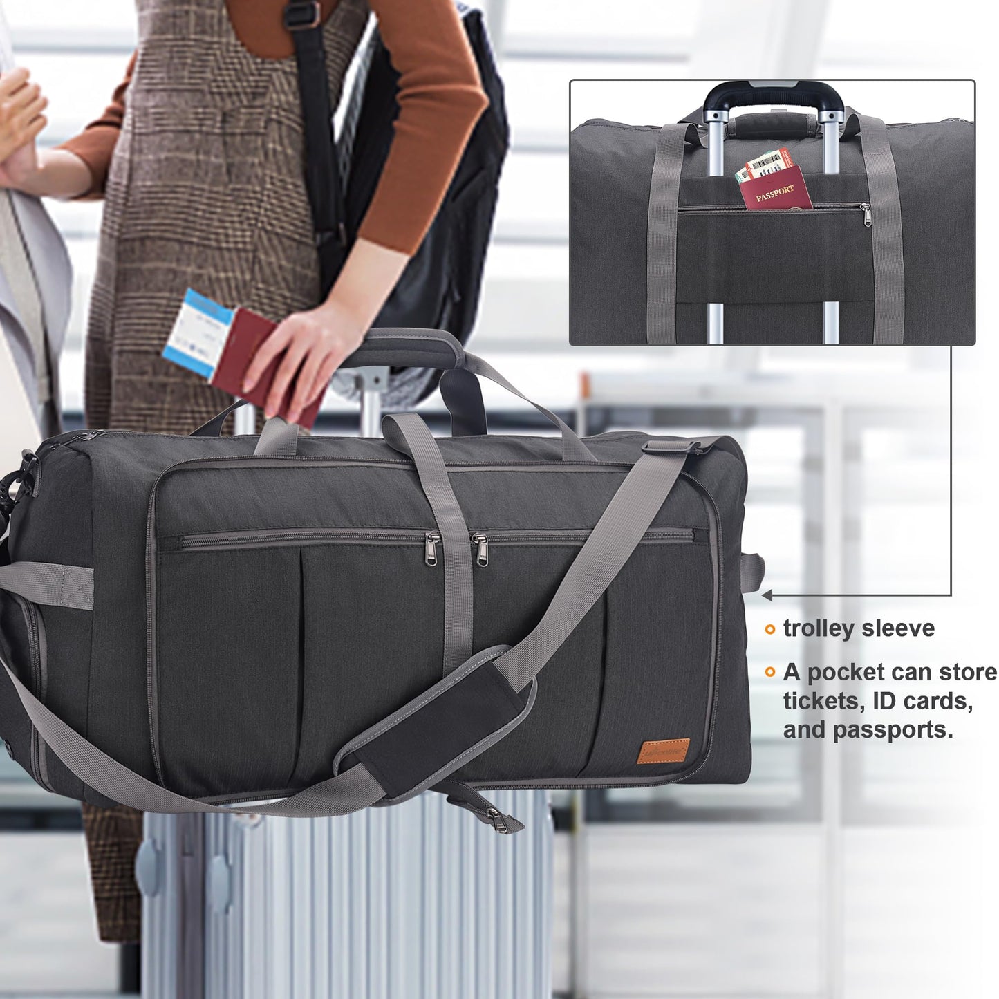 Upeelife 125L Travel Bag mit Schuhfach Weekender
