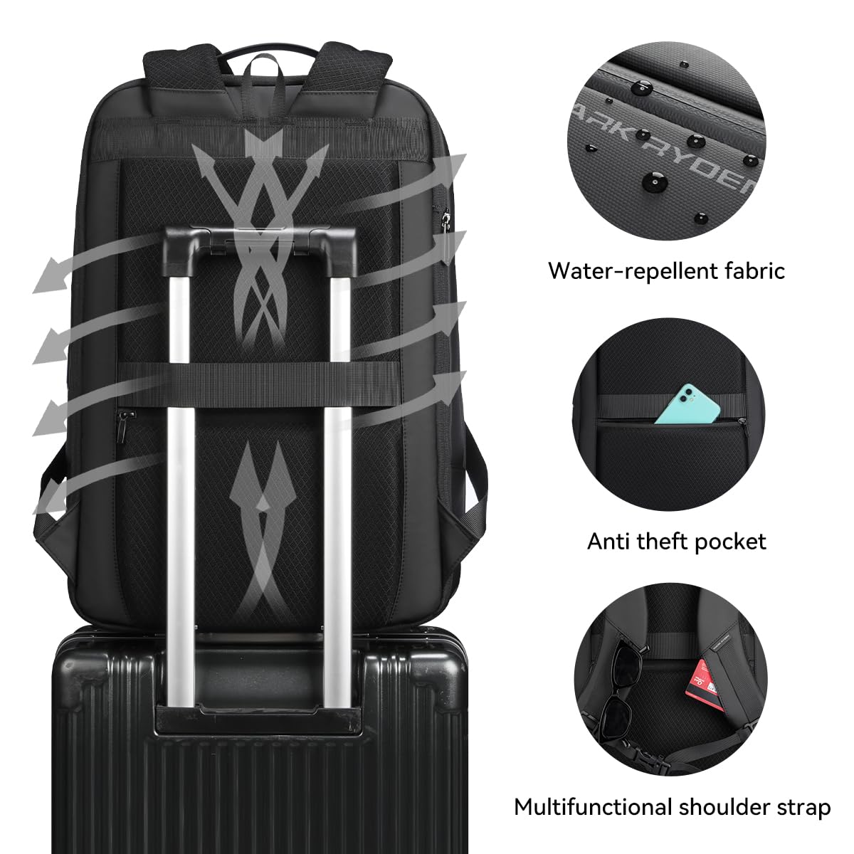 MARK RYDEN Business Rucksack 15.6 Zoll USB-C Schwarz