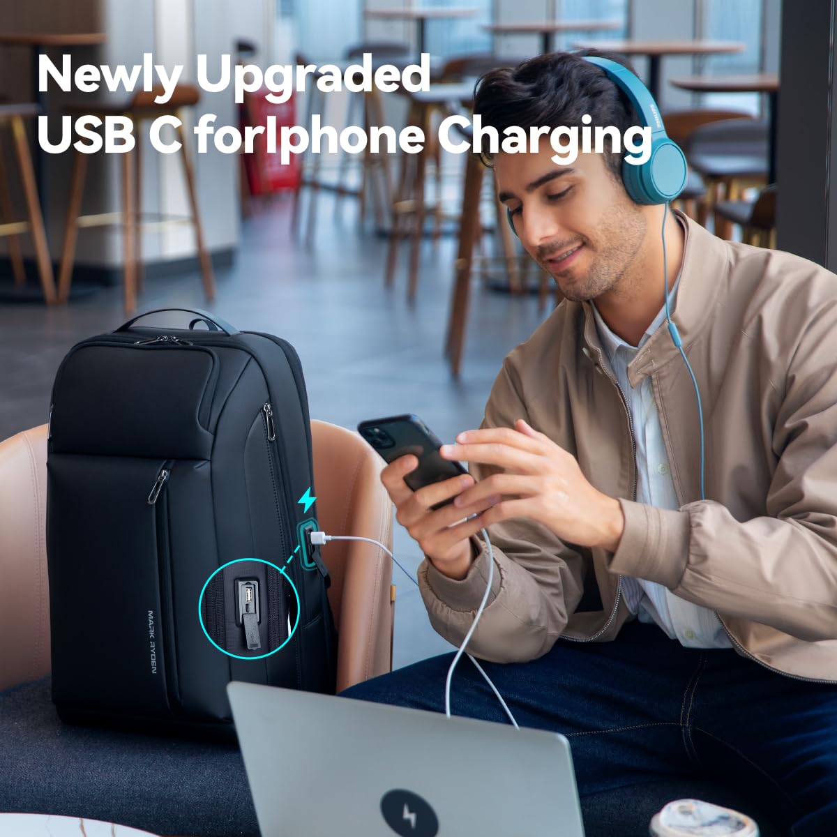 MARK RYDEN Business Rucksack 15.6 Zoll USB-C Schwarz