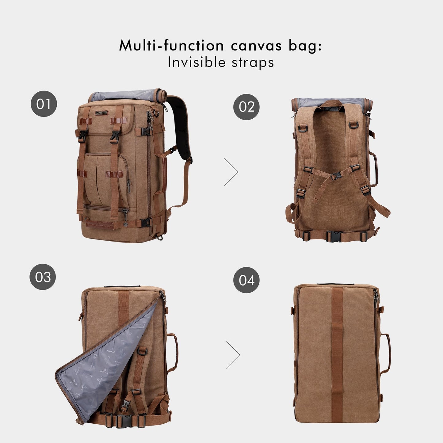 WITZMAN Rucksack Reisetasche Convertible 17 Zoll Braun