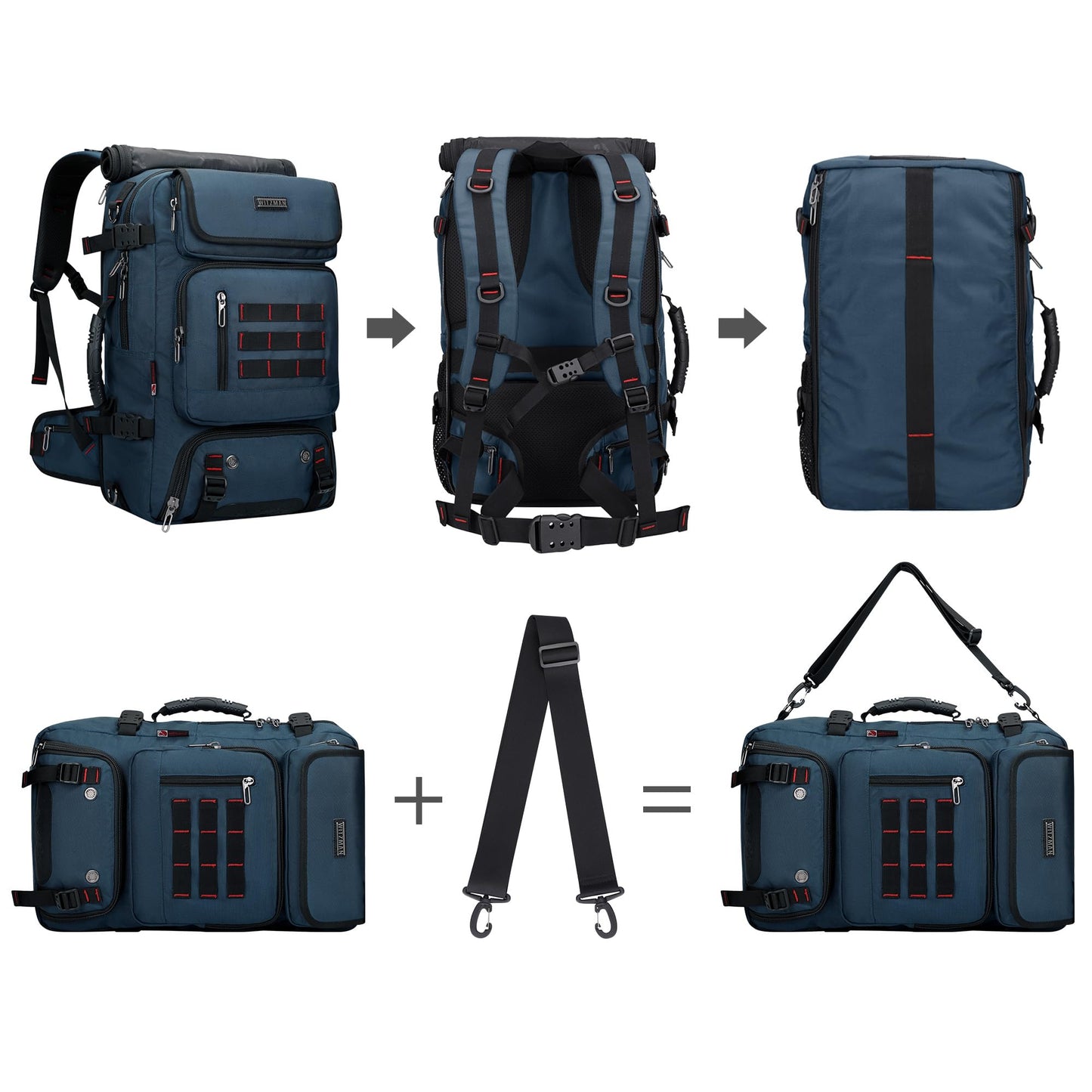 WITZMAN Laptop Rucksack 16 Zoll Reise Tasche Blau