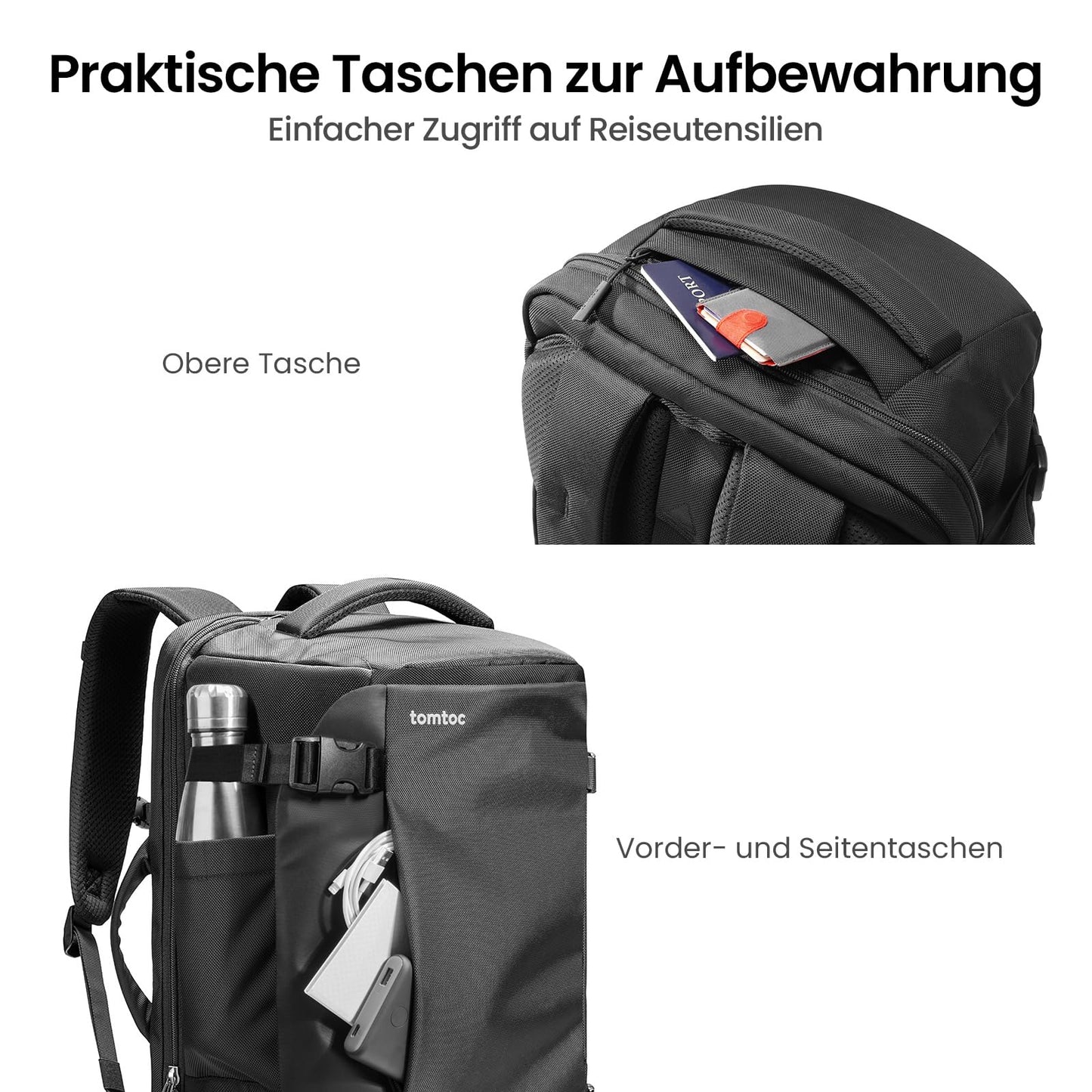 tomtoc Travel Rucksack 40L Bordgepäck Laptop Tasche