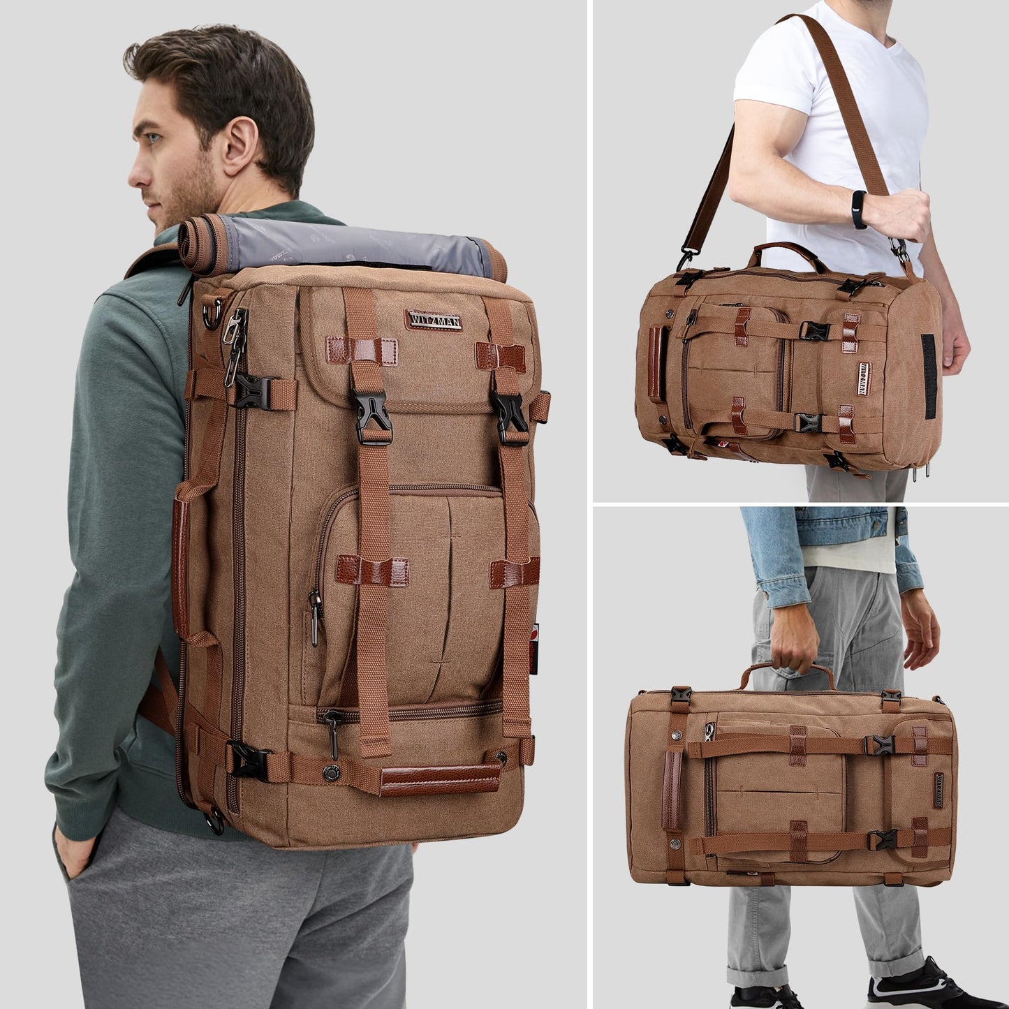 WITZMAN Rucksack Reisetasche Convertible 17 Zoll Braun