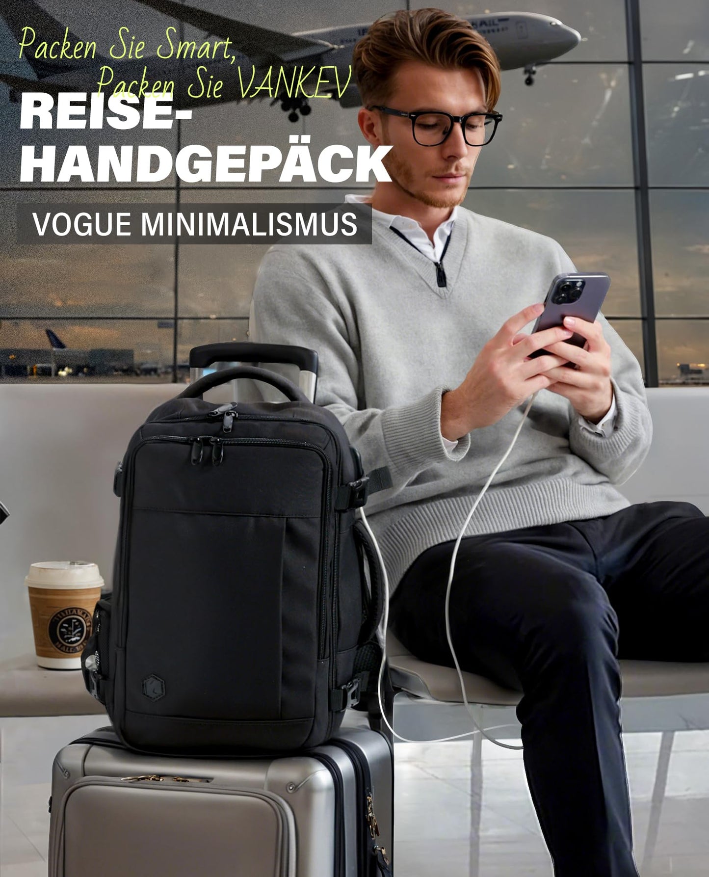 VANKEV Laptop Rucksack 14 Zoll Handgepäck Tasche