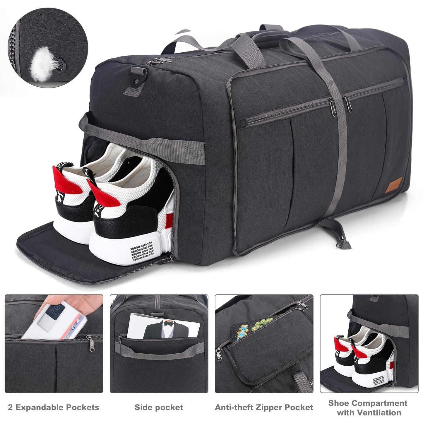 Upeelife 125L Travel Bag mit Schuhfach Weekender