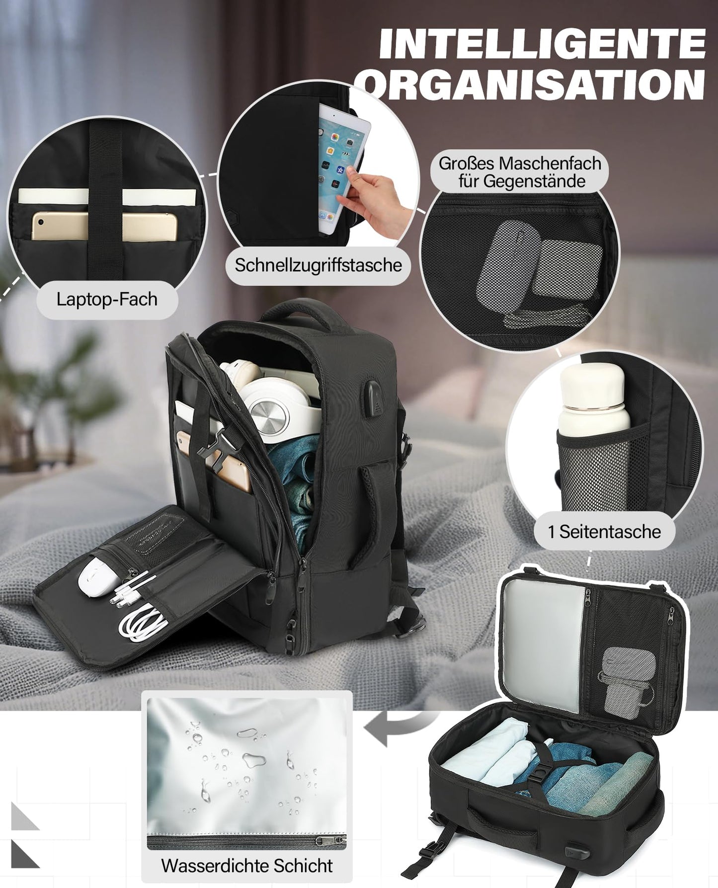 VANKEV Laptop Rucksack 14 Zoll Handgepäck Tasche