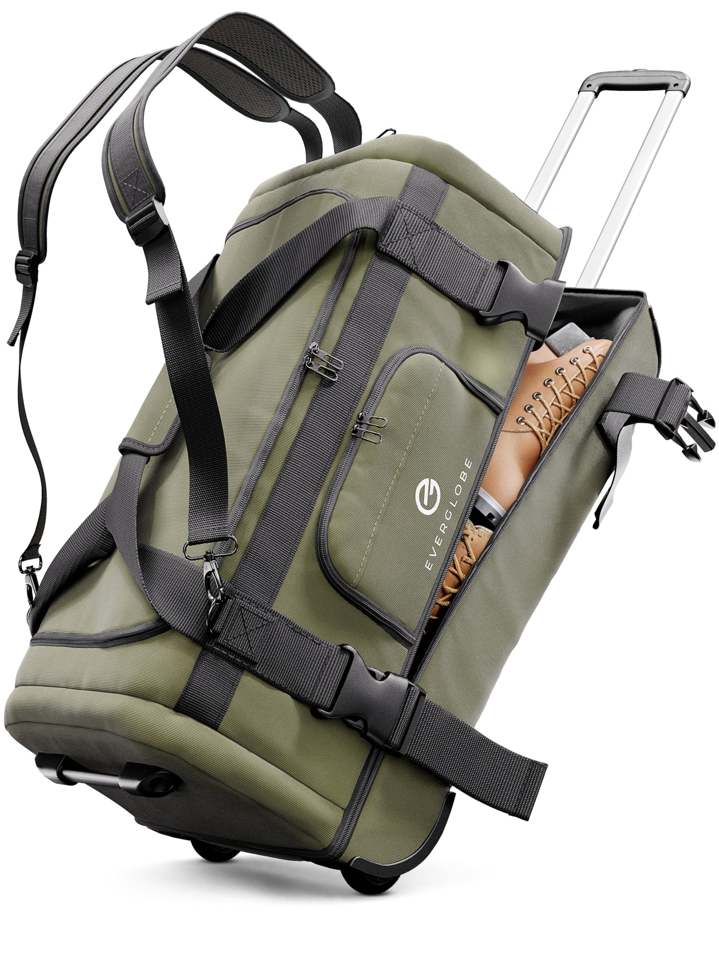 XXL Reisetasche 120L mit Rollen Khaki Trolley Rucksack